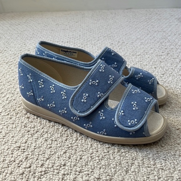 cosyfeet Shoes - COSFYFEET Mollie Slippers Women’s Shoes Open Toe Blue Comfort Extra Wide Size 7